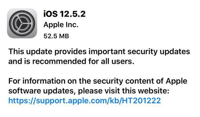 和田县苹果手机维修分享iOS12.5.2发布，建议所有老苹果用户安装 